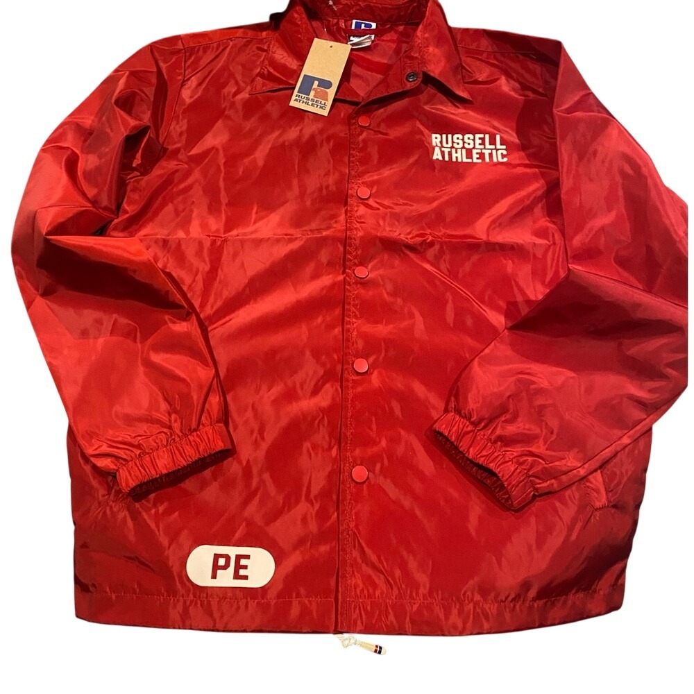 Russell Athletic Bright Red Coach-Style Windbreaker